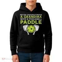 Never Underestimate Grandma With Pickleball Paddle Women Kids Hoodie thumb 4