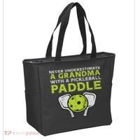 Never Underestimate Grandma With Pickleball Paddle Women Tote Bag thumb 2