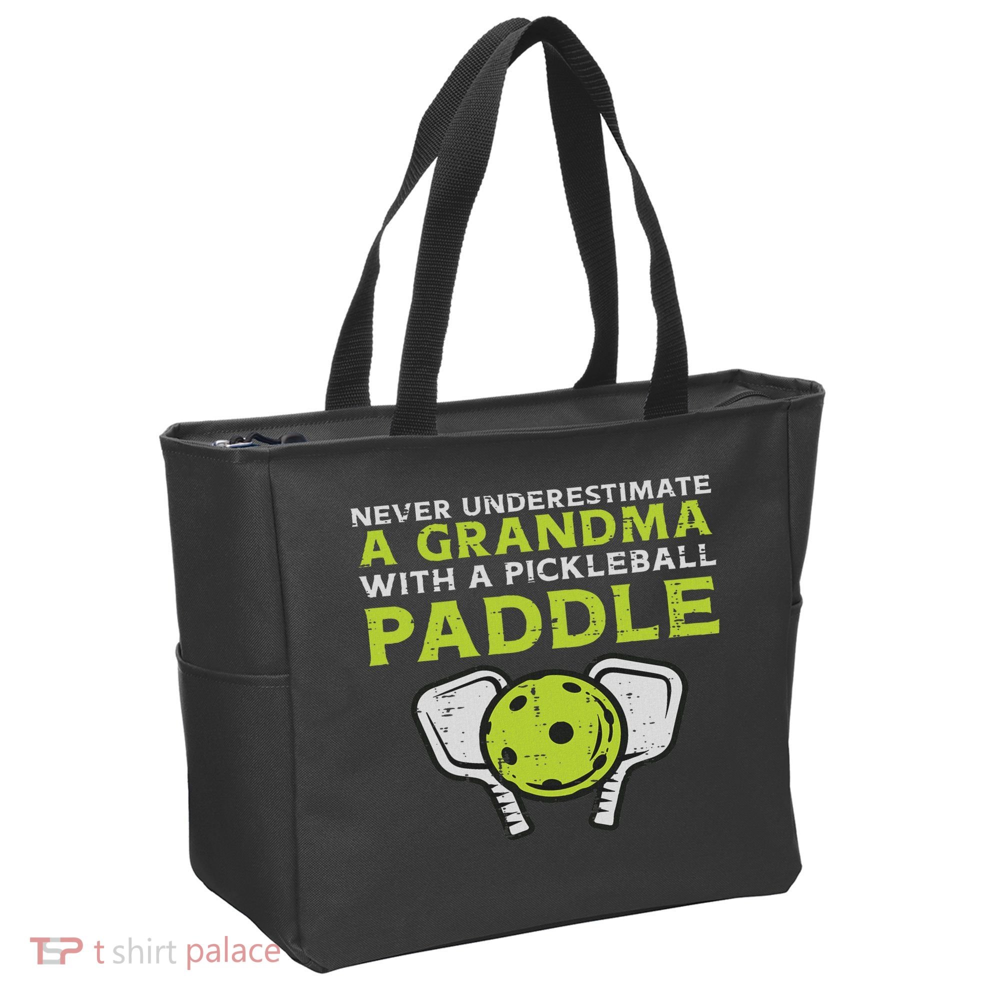 Never Underestimate Grandma With Pickleball Paddle Women Tote Bag