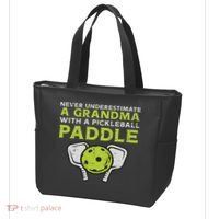 Never Underestimate Grandma With Pickleball Paddle Women Tote Bag thumb 3