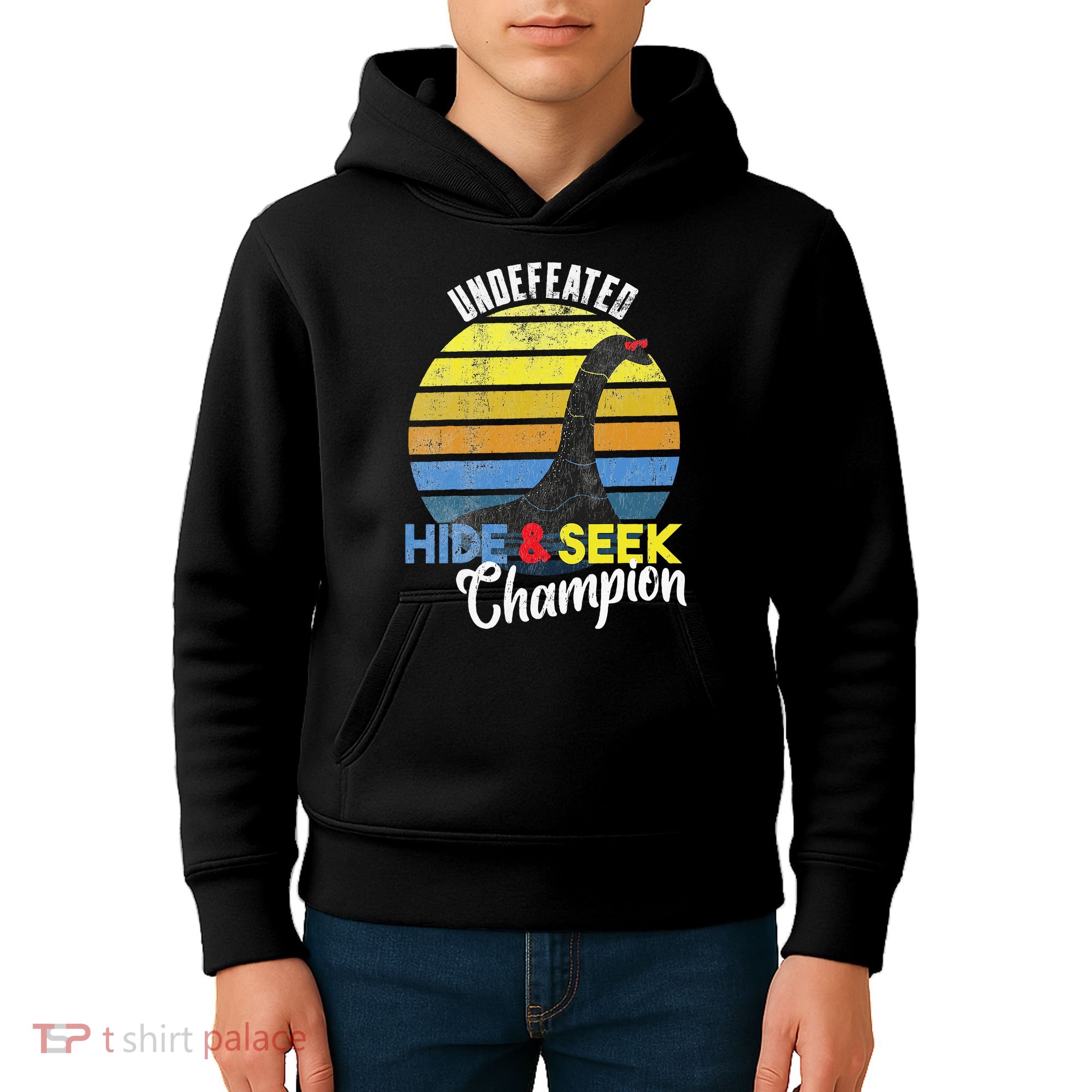 Nessie Undefeated Hide & Seek Champion Loch Ness Monster Kids Hoodie