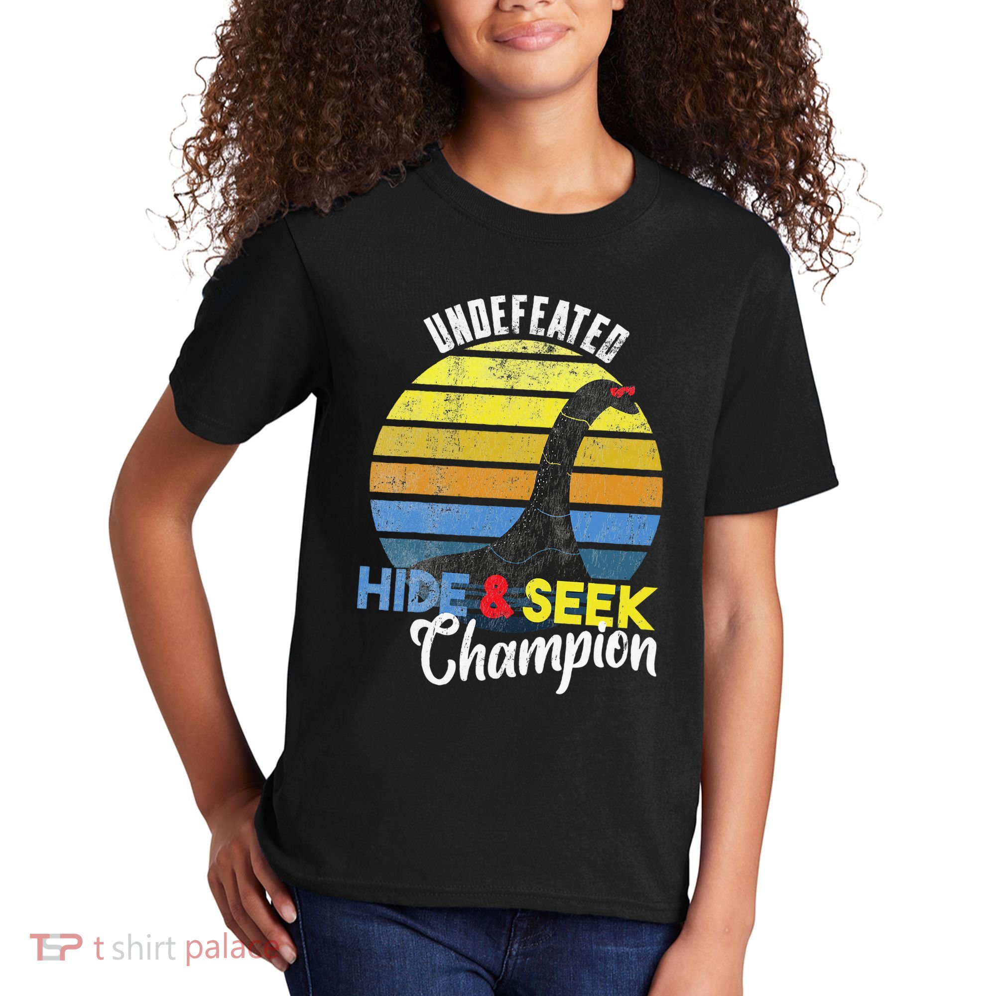 Nessie Undefeated Hide & Seek Champion Loch Ness Monster Kids T-Shirt