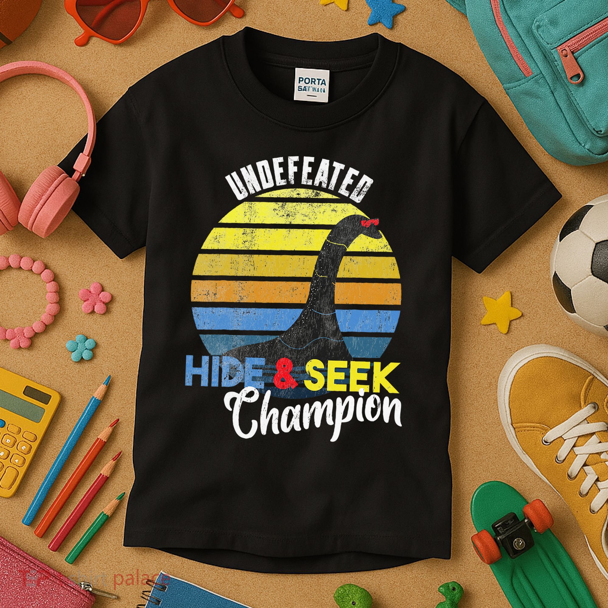 Nessie Undefeated Hide & Seek Champion Loch Ness Monster Kids T-Shirt