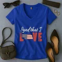 Nebraska Usa Land That I Love Patriotic July 4th Gift Women's V-Neck T-Shirt thumb 2