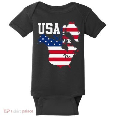 New Usa Map Now Featuring Canada And Greenland Funny Gift Baby Bodysuit