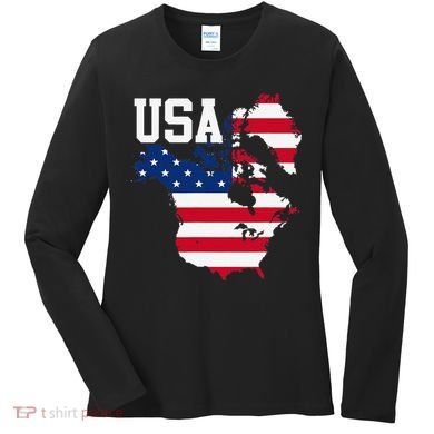 New Usa Map Now Featuring Canada And Greenland Funny Gift Women's Long Sleeve Shirt