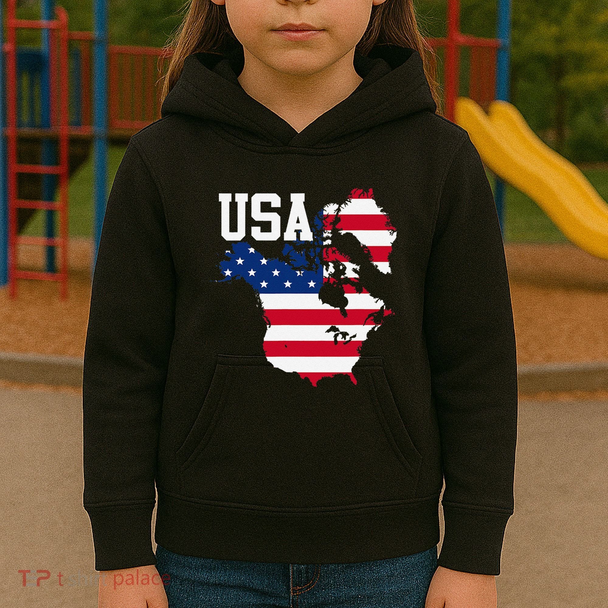 New Usa Map Now Featuring Canada And Greenland Funny Gift Kids Hoodie