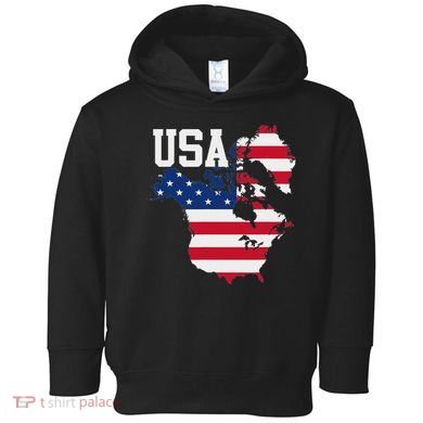 New Usa Map Now Featuring Canada And Greenland Funny Toddler Hoodie