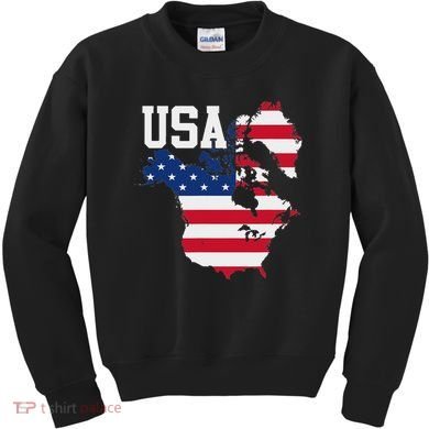 New Usa Map Now Featuring Canada And Greenland Funny Kids Sweatshirt