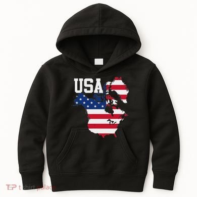 New Usa Map Now Featuring Canada And Greenland Funny Kids Hoodie
