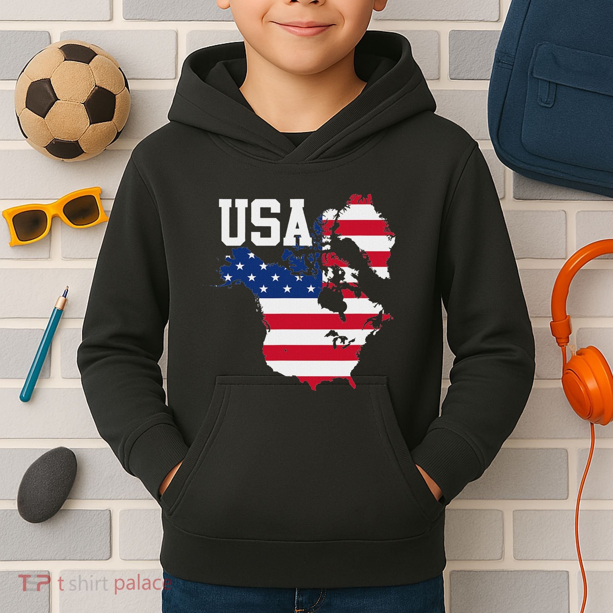 New Usa Map Now Featuring Canada And Greenland Funny Kids Hoodie