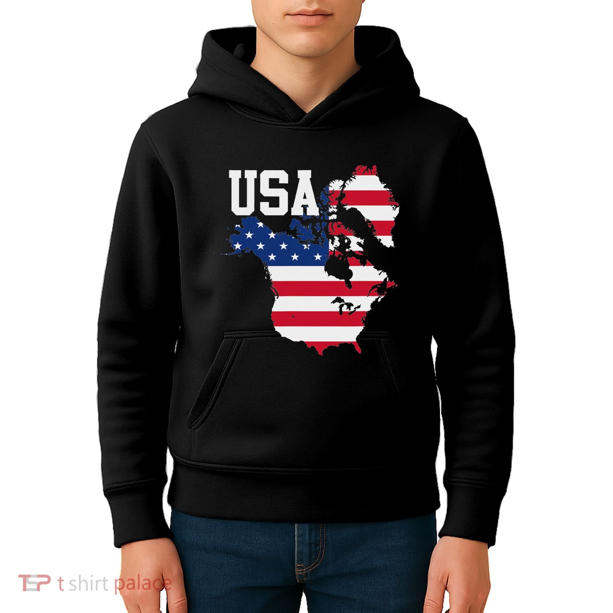 New Usa Map Now Featuring Canada And Greenland Funny Kids Hoodie
