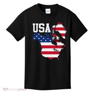 New Usa Map Now Featuring Canada And Greenland Funny Kids T-Shirt