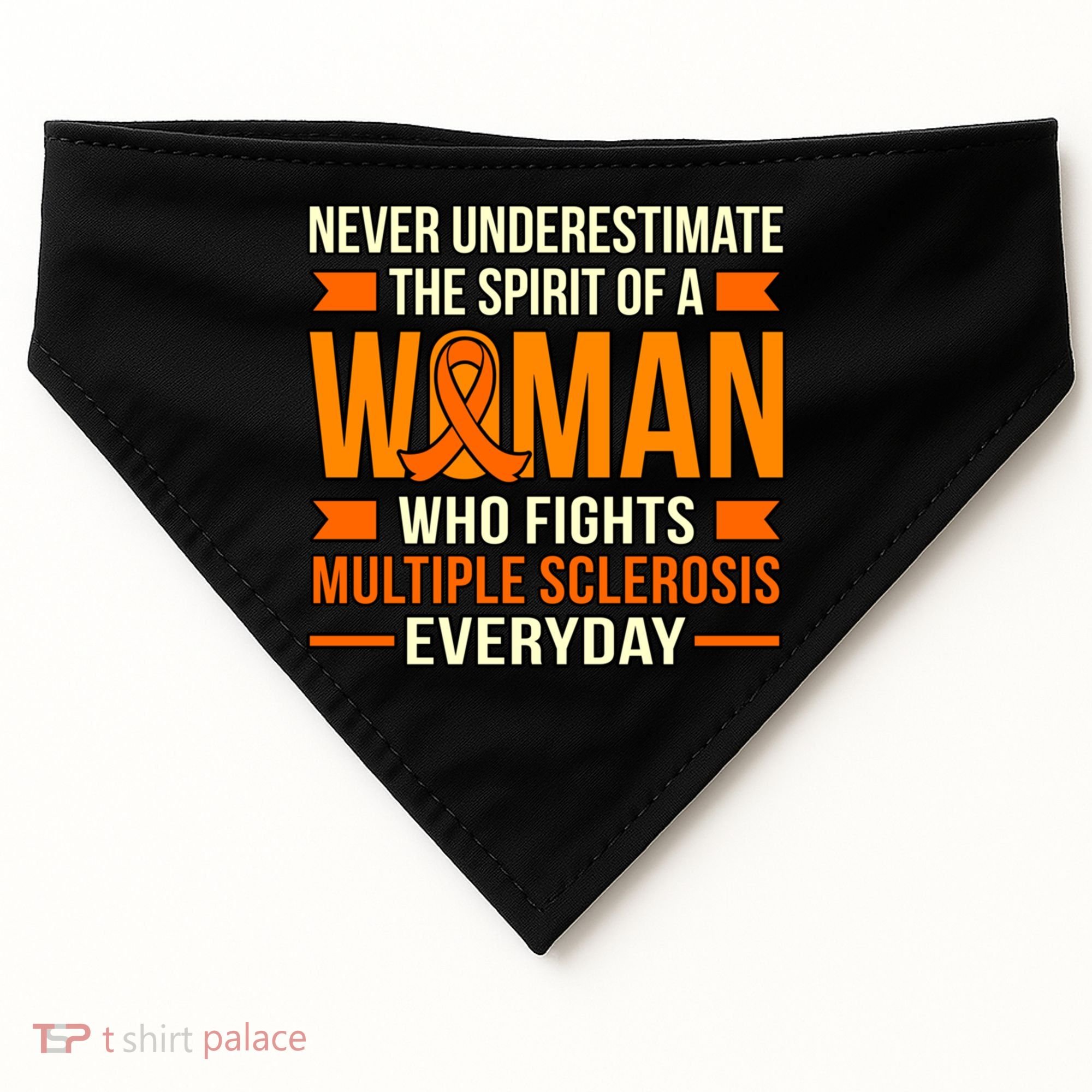 Never Underestimate Multiple Sclerosis Awareness Graphic Gift USA-Made Doggie Bandana