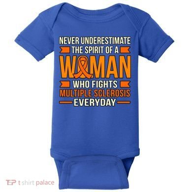 Never Underestimate Multiple Sclerosis Awareness Graphic Gift Baby Bodysuit