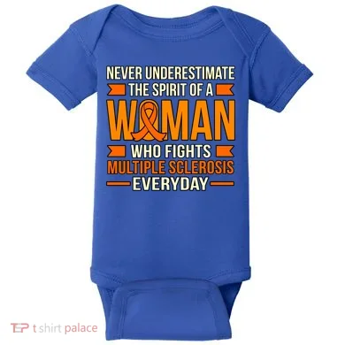 Never Underestimate Multiple Sclerosis Awareness Graphic Gift Baby Bodysuit