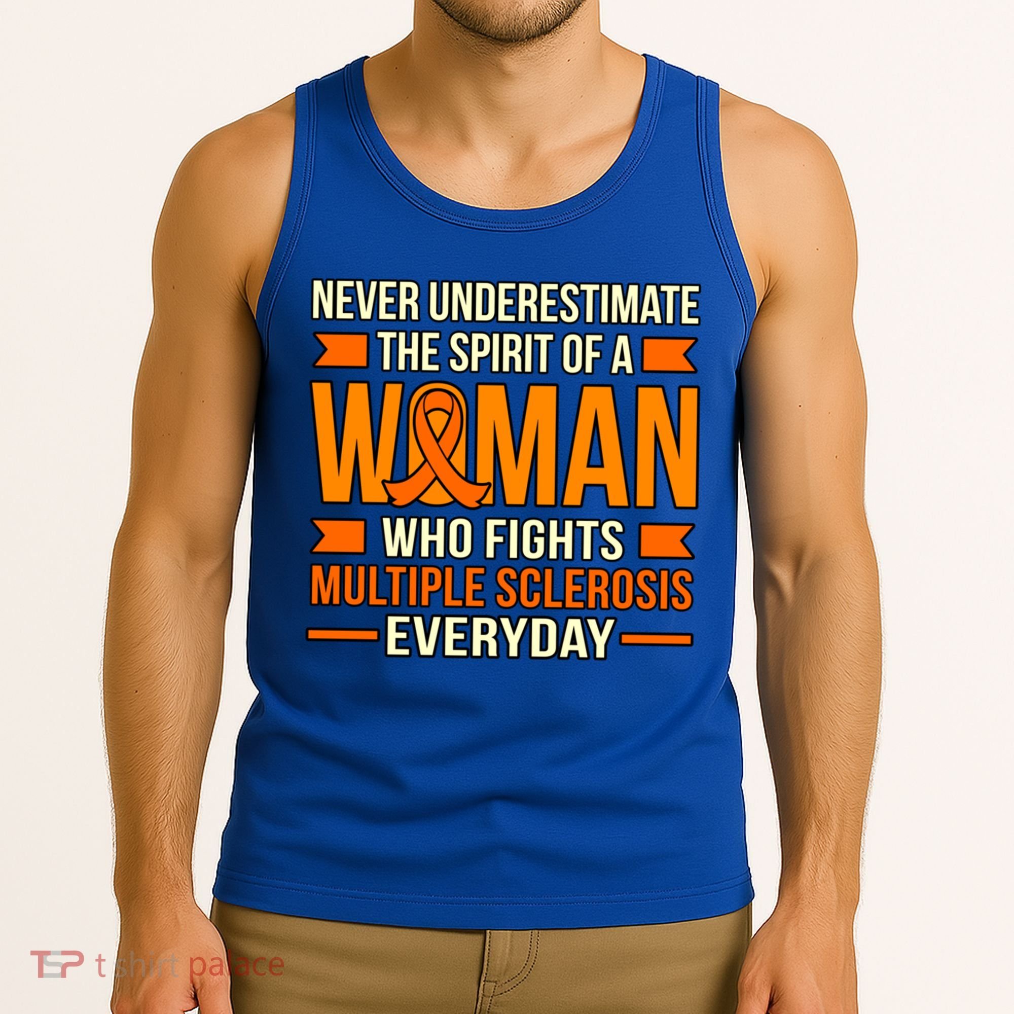 Never Underestimate Multiple Sclerosis Awareness Graphic Gift Tank Top