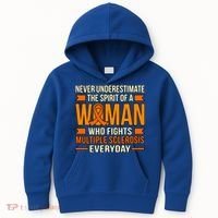 Never Underestimate Multiple Sclerosis Awareness Graphic Gift Kids Hoodie thumb 0