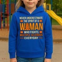 Never Underestimate Multiple Sclerosis Awareness Graphic Gift Kids Hoodie thumb 3