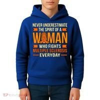 Never Underestimate Multiple Sclerosis Awareness Graphic Gift Kids Hoodie thumb 4