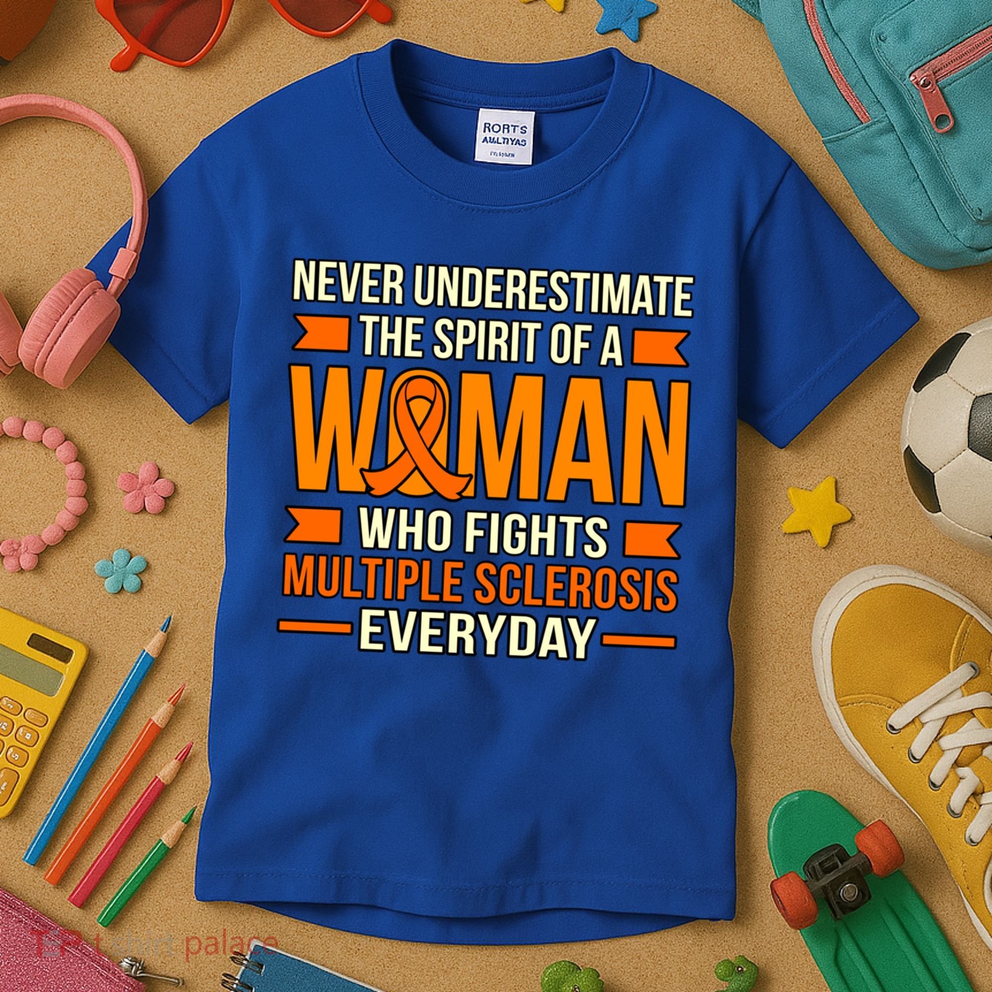 Never Underestimate Multiple Sclerosis Awareness Graphic Gift Kids T-Shirt