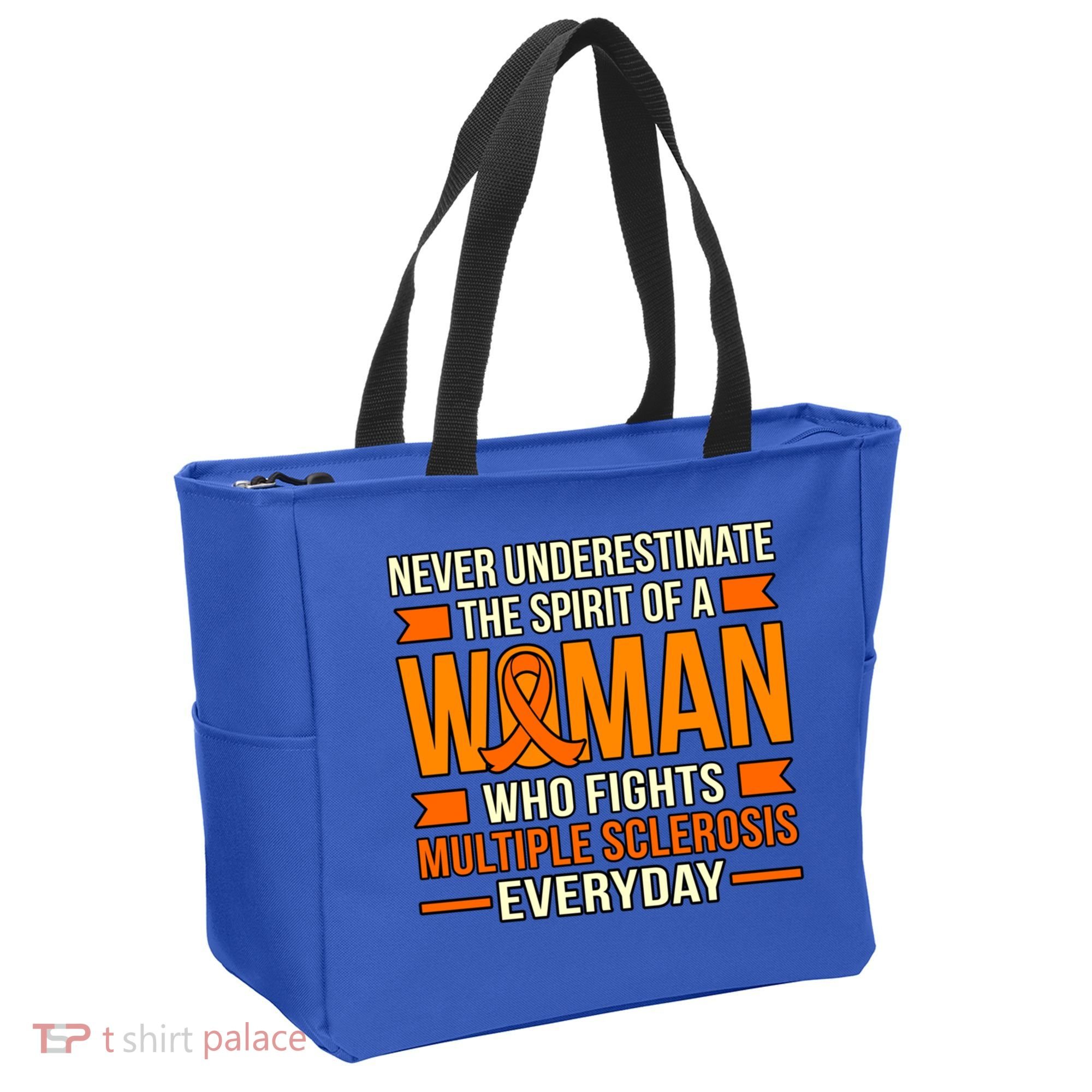 Never Underestimate Multiple Sclerosis Awareness Graphic Gift Tote Bag