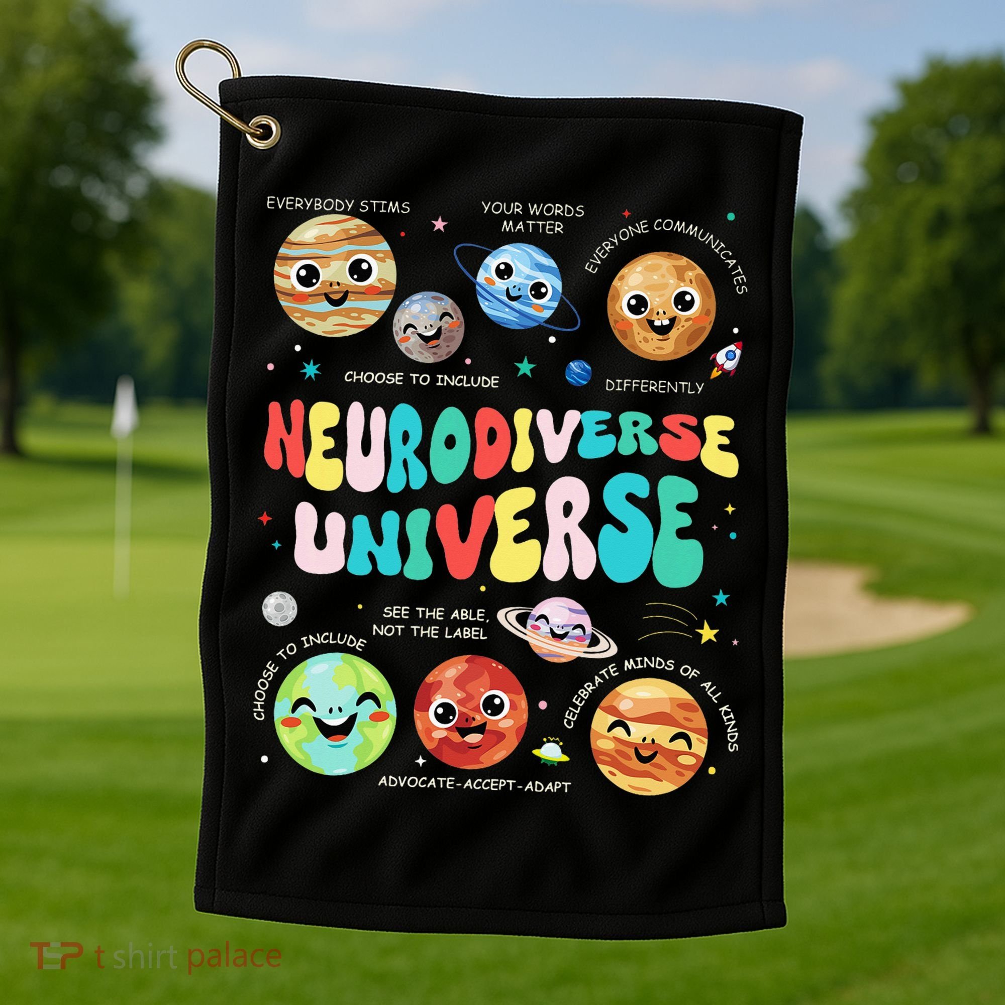 Neurodiverse Universe Neurodiversity Autism Awareness Golf Towel