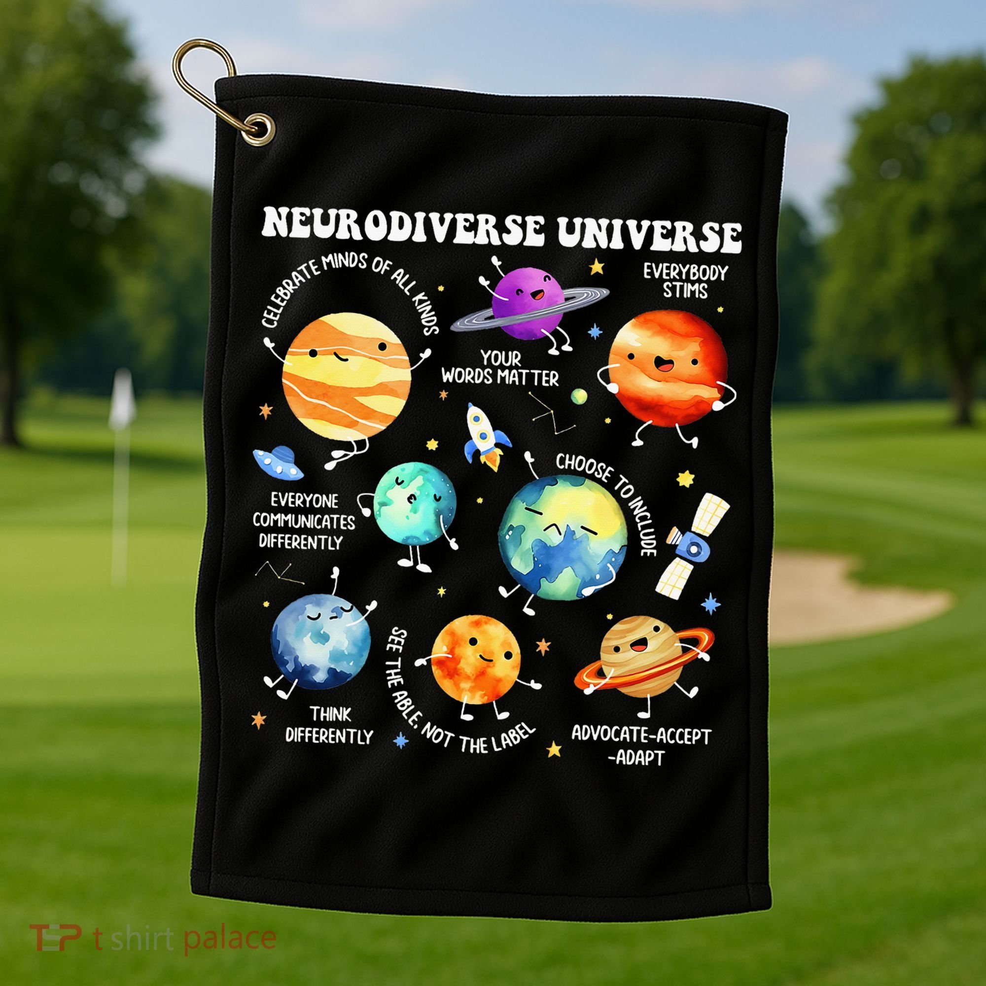 Neurodiverse Universe Neurodiversity Autism Awareness Golf Towel