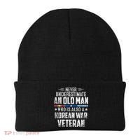 Never Underestimate OLD MAN Korean War Veteran Grandpa Beanie thumb 0