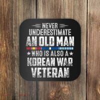 Never Underestimate OLD MAN Korean War Veteran Grandpa Coaster thumb 0