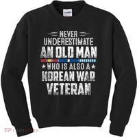 Never Underestimate OLD MAN Korean War Veteran Grandpa Kids Sweatshirt thumb 0