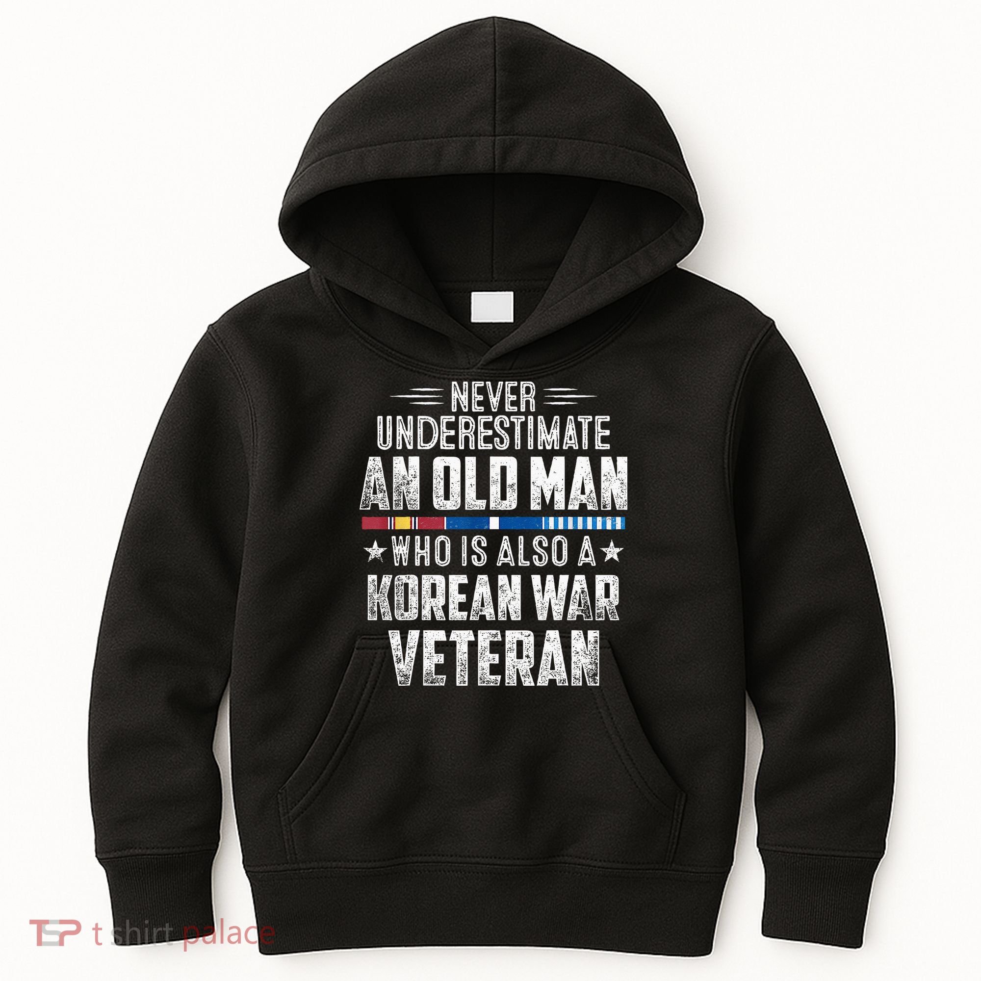 Never Underestimate OLD MAN Korean War Veteran Grandpa Kids Hoodie