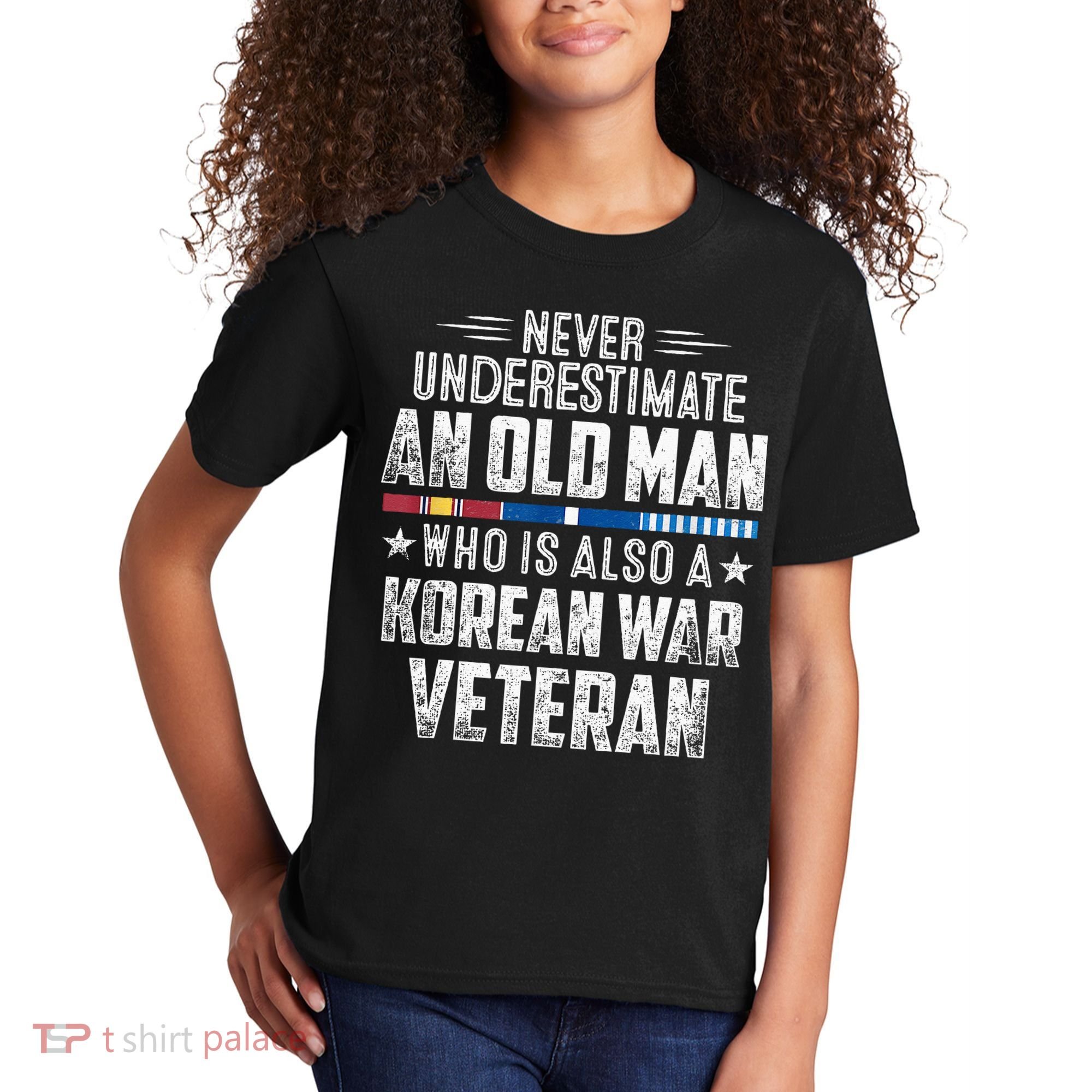 Never Underestimate OLD MAN Korean War Veteran Grandpa Kids T-Shirt
