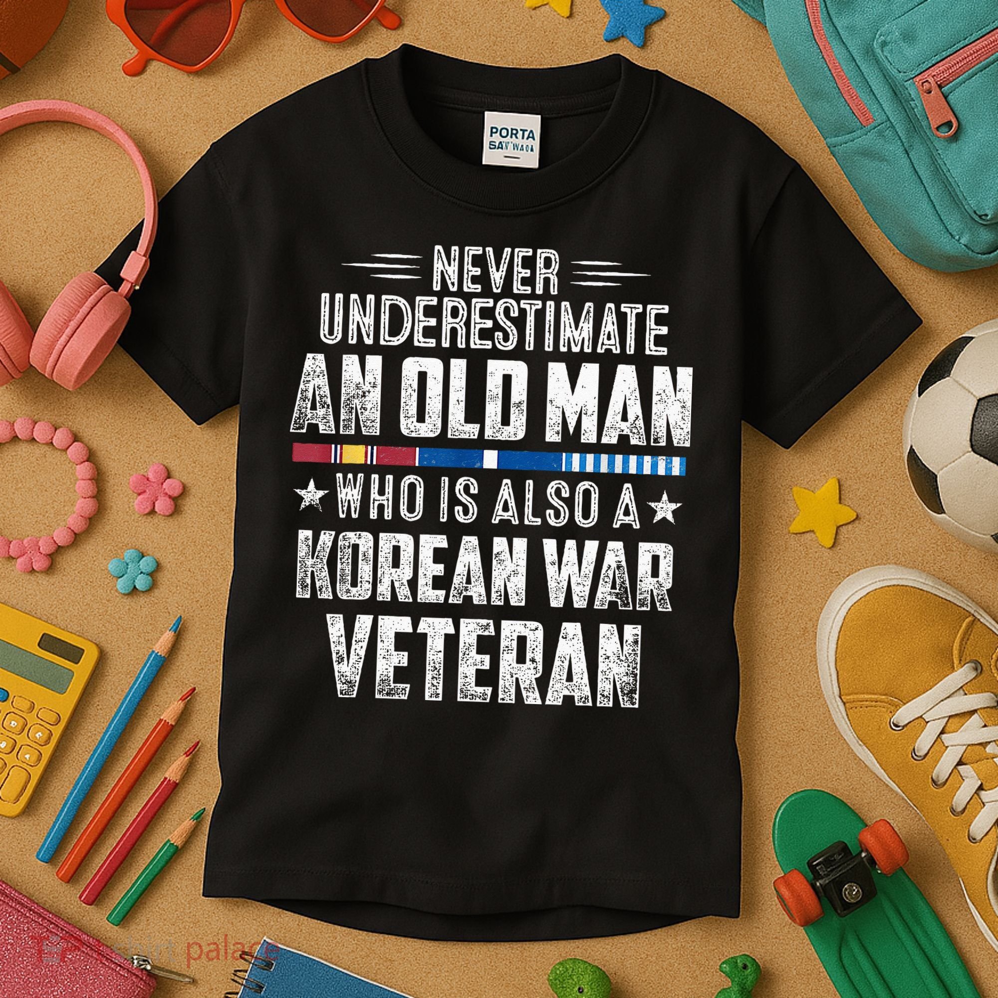 Never Underestimate OLD MAN Korean War Veteran Grandpa Kids T-Shirt
