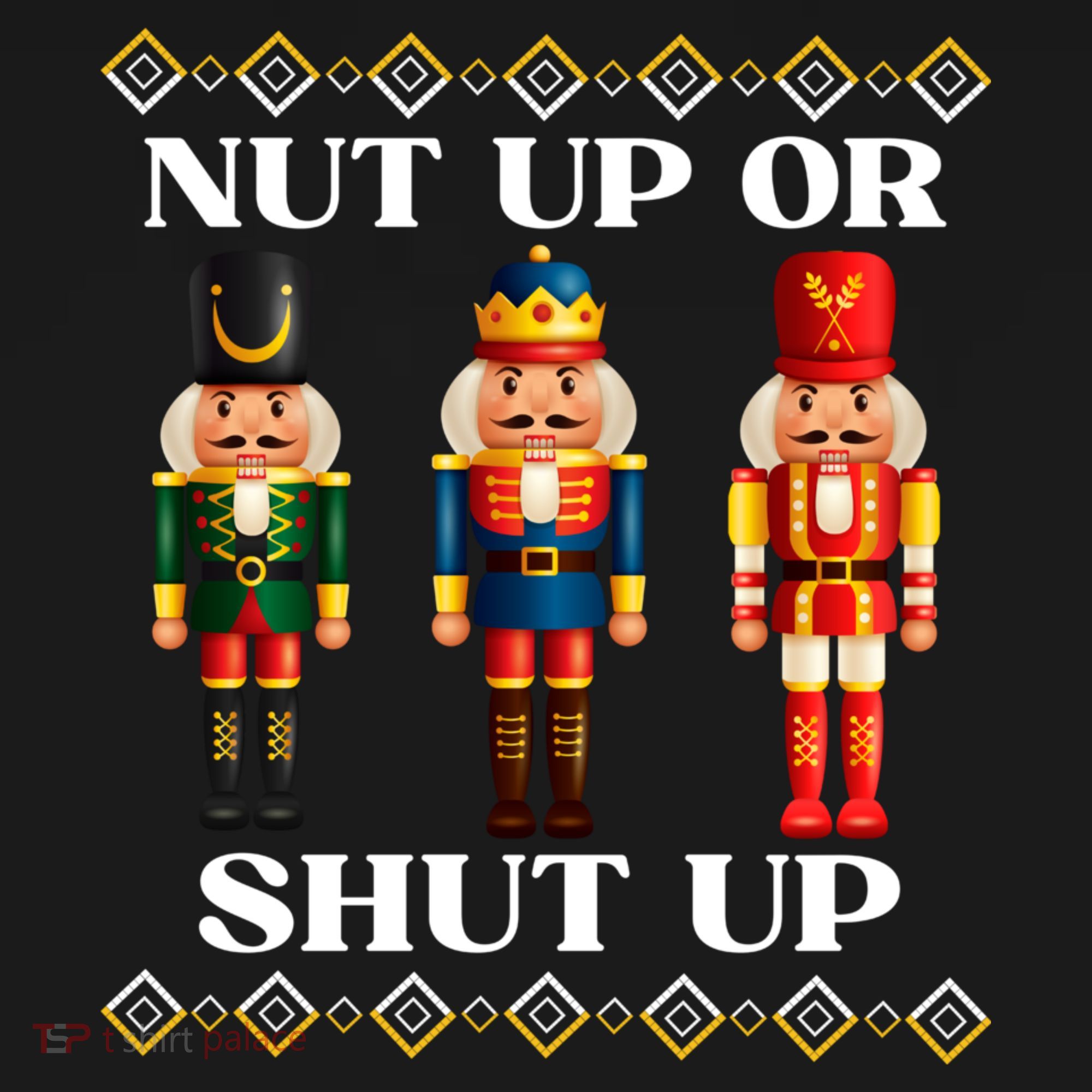 Nut Up Or Shut Up Funny & Tacky Embellished Nutcracker Xmas Bucket Hat