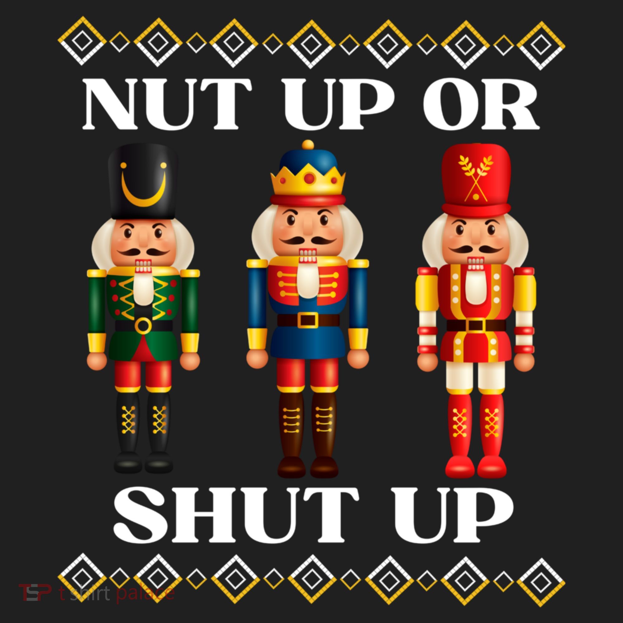 Nut Up Or Shut Up Funny & Tacky Embellished Nutcracker Xmas Hat