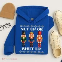 Nut Up Or Shut Up Funny & Tacky Embellished Nutcracker Xmas Hoodie thumb 4