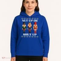 Nut Up Or Shut Up Funny & Tacky Embellished Nutcracker Xmas Hoodie thumb 5