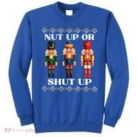 Nut Up Or Shut Up Funny & Tacky Embellished Nutcracker Xmas Sweatshirt thumb 0