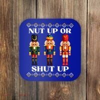 Nut Up Or Shut Up Funny & Tacky Embellished Nutcracker Xmas Coaster thumb 0