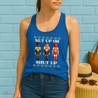 Nut Up Or Shut Up Funny & Tacky Embellished Nutcracker Xmas Women's Tank Top thumb 2