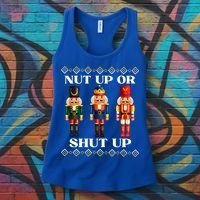 Nut Up Or Shut Up Funny & Tacky Embellished Nutcracker Xmas Women's Tank Top thumb 3