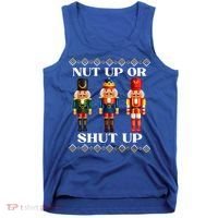 Nut Up Or Shut Up Funny & Tacky Embellished Nutcracker Xmas Tank Top thumb 0