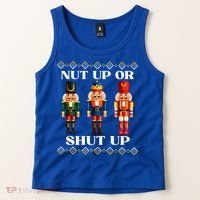 Nut Up Or Shut Up Funny & Tacky Embellished Nutcracker Xmas Tank Top thumb 2