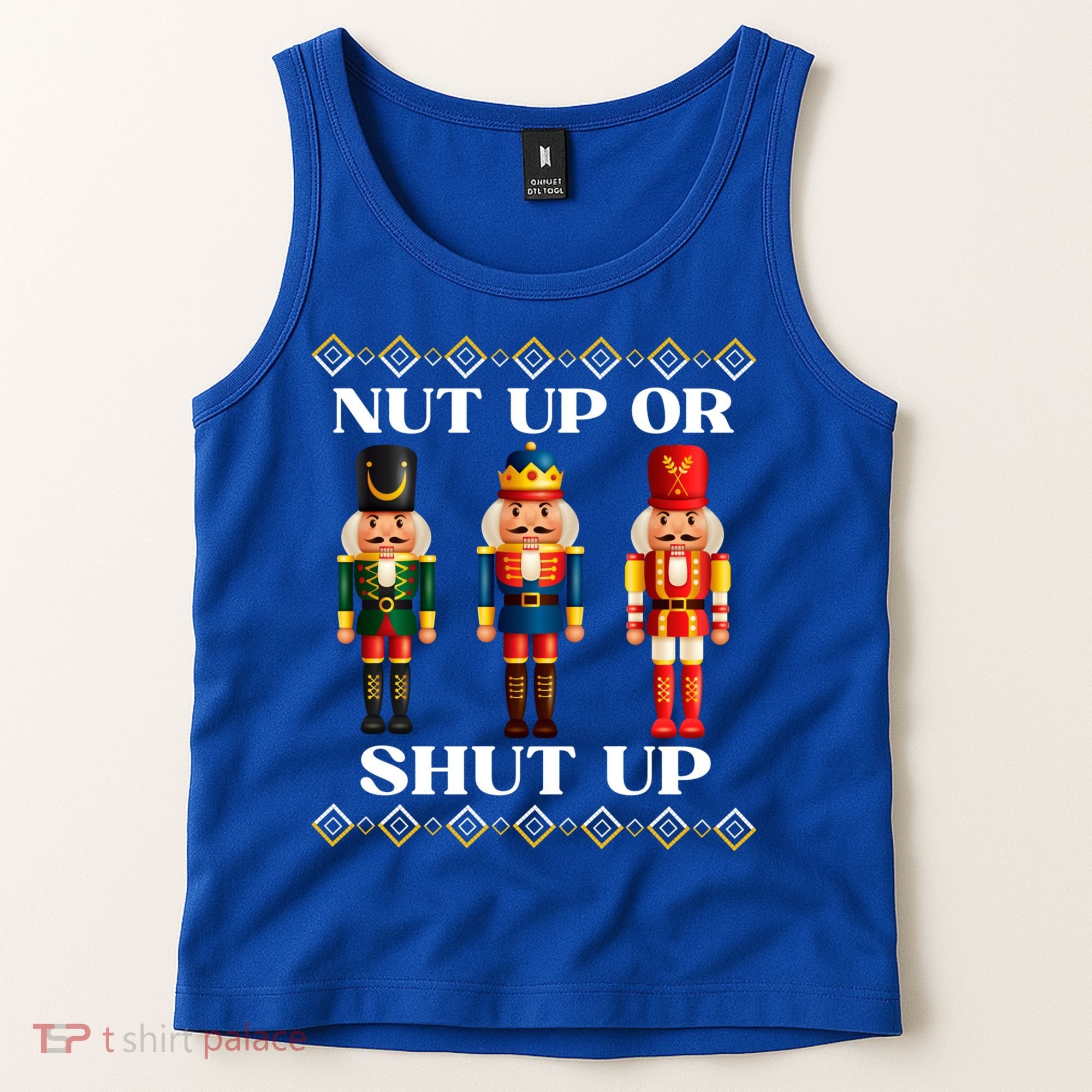 Nut Up Or Shut Up Funny & Tacky Embellished Nutcracker Xmas Tank Top