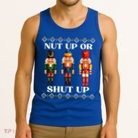 Nut Up Or Shut Up Funny & Tacky Embellished Nutcracker Xmas Tank Top thumb 3