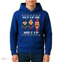 Nut Up Or Shut Up Funny & Tacky Embellished Nutcracker Xmas Kids Hoodie thumb 4