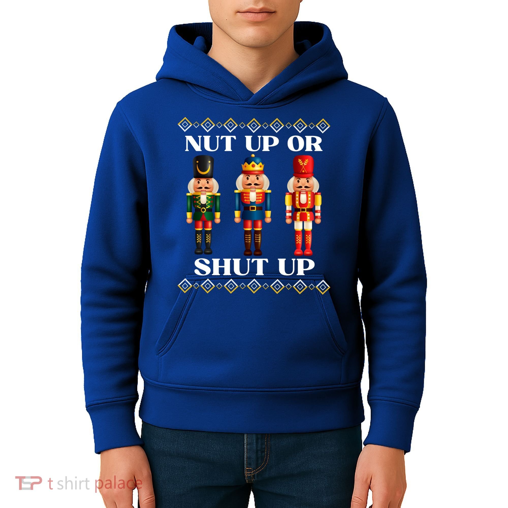 Nut Up Or Shut Up Funny & Tacky Embellished Nutcracker Xmas Kids Hoodie