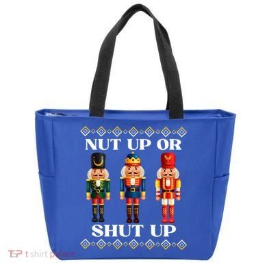 Nut Up Or Shut Up Funny & Tacky Embellished Nutcracker Xmas Tote Bag