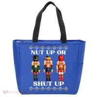 Nut Up Or Shut Up Funny & Tacky Embellished Nutcracker Xmas Tote Bag thumb 0